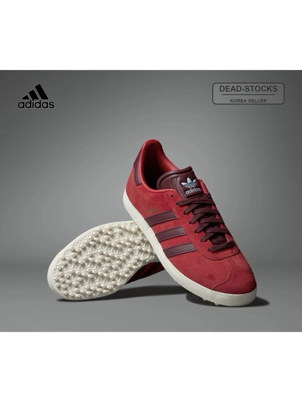 adidas Gazelle Golf Suede Low Top Lace-Up Sneaker Red/Burgundy/White IH2269 ping